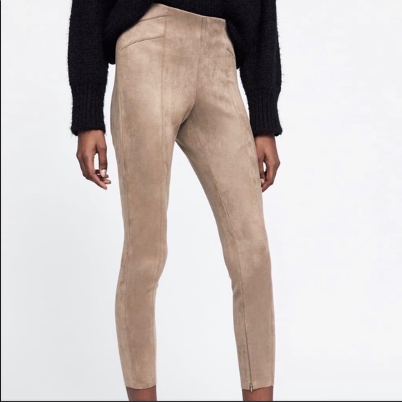 Zara Denim - Zara Faux Suede Camel Pants